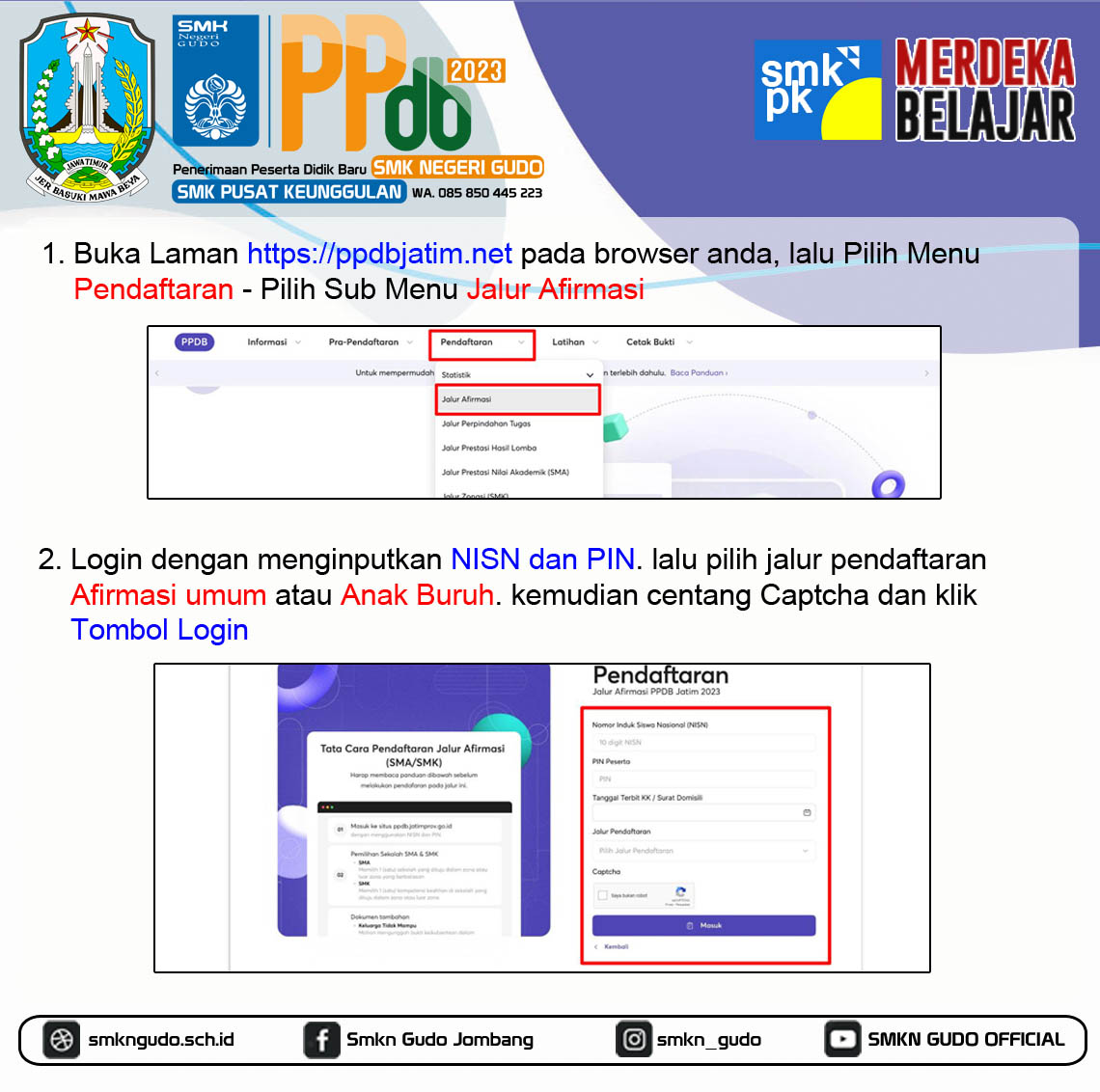 PANDUAN PENDAFTARAN JALUR AFIRMASI PPDB 2023 – SMK NEGERI GUDO